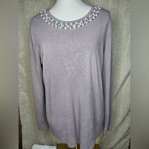 Laura Scott Elegant Purple and Gray Coat